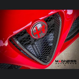 Alfa Romeo 4C Carbon Fiber Badge Cover Kit - Alfa Romeo Logo in Red